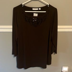 Susan Graver 3/4 length liquid knit top